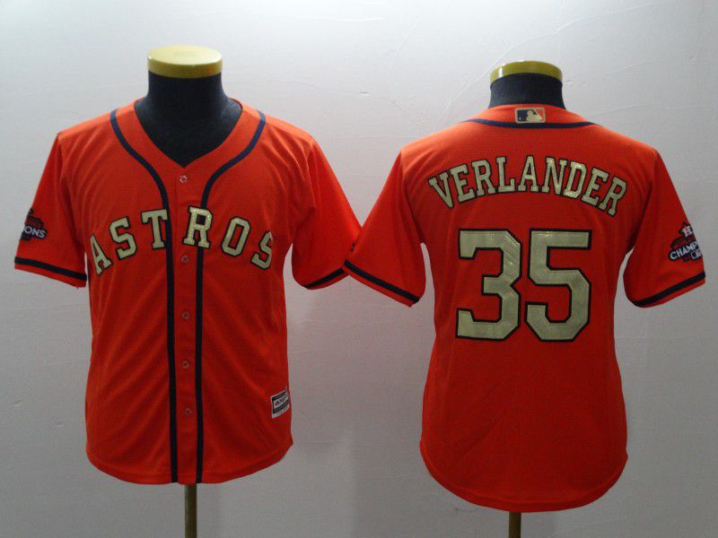 Youth Houston Astros #35 Verlander Orange Champion Edition MLB Jerseys